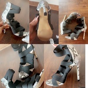 Snake print/thick black straps.